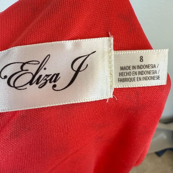 Eliza J Red Dress V-Neck Flutter Sleeve Fit and Flare 8 - Picture 8 of 10